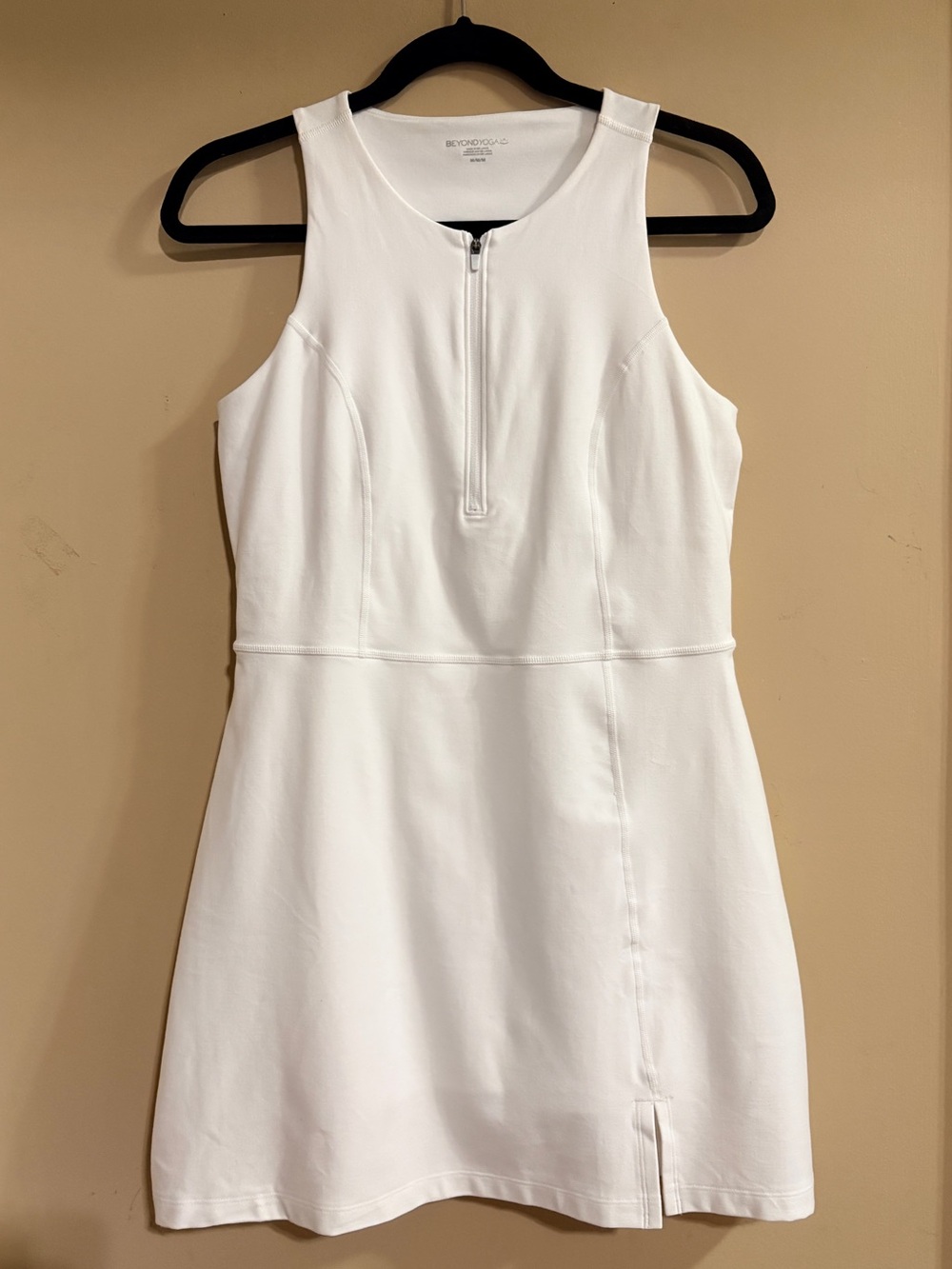 Beyond Yoga Move Up White Zip-Front Athletic Mini Dress Built in Shorts Medium - Picture 2 of 12